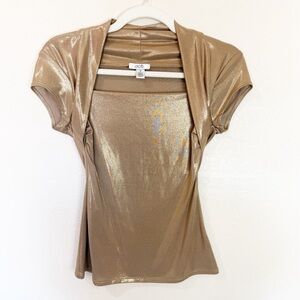 Cache Y2K gold Fairy Iridescent Stretch Disco Top Small